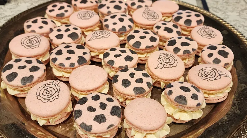 cow rose macarons