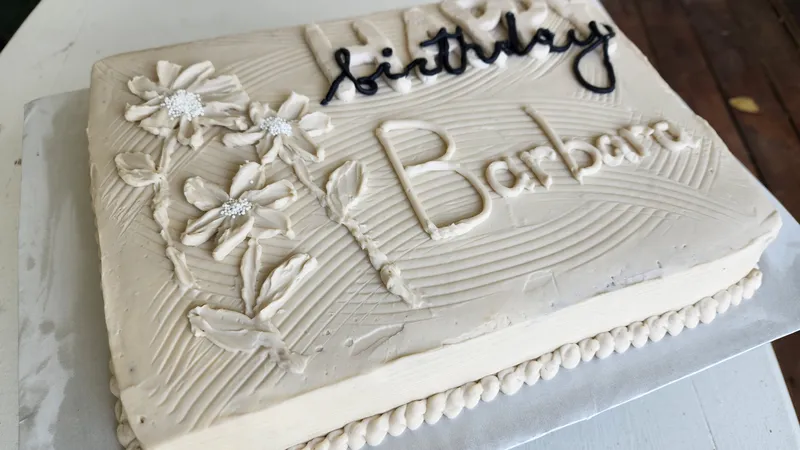 white flower sheet cake